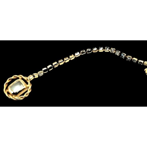Vintage Rhinestone Belt Clear Stones Gold Tone Mesh Adjustable Dangling Charm Co main image 6
